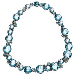 A 
Furst Necklace Blue Topaz and Diamonds Bouquet Collection