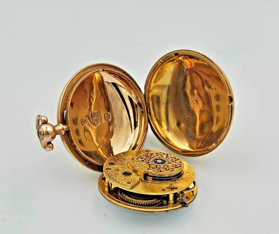 Antique 18k Gold Verge Fusee Full Hunter Pocket Watch – London 1807 For Sale 5