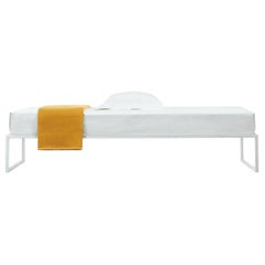 A. G. Fronzoni Large Fronzoni 1964 Bed in White Metal and Wood for Cappellini