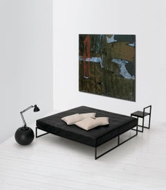 A. G. Fronzoni Medium Fronzoni '64 Bed in Anthracite Metal & Wood for Cappellini