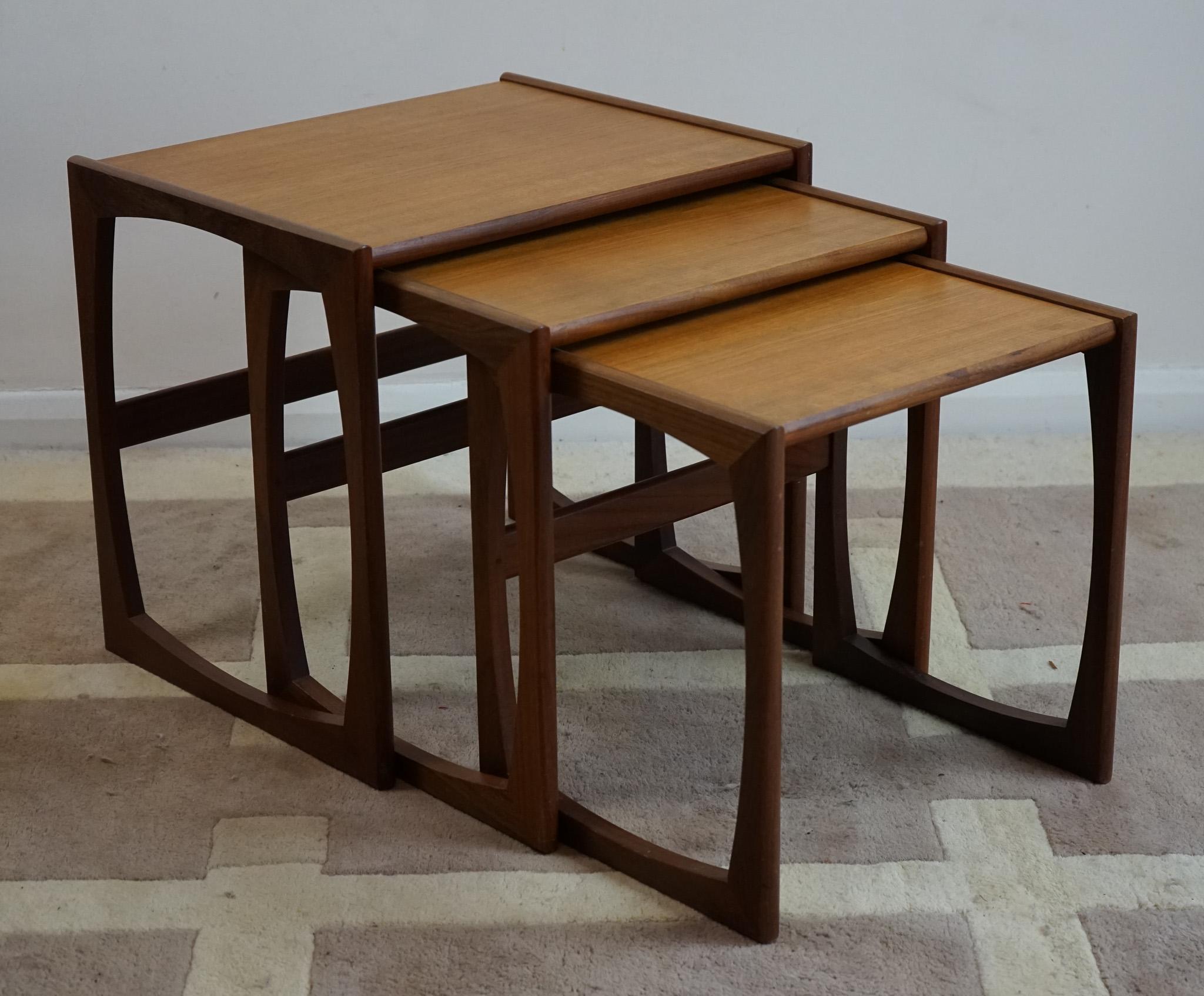 G Plan Teak Nest of Three Occasional Tables In Good Condition For Sale In Crawley, GB