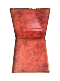 Gabriella Crespi, signierte Zigarrenbox aus Wurzelholz und Messing, Schmuckkästchen