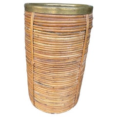 A Gabriella Crespi style 1970s Italian woven pencil reed bamboo umbrella stand