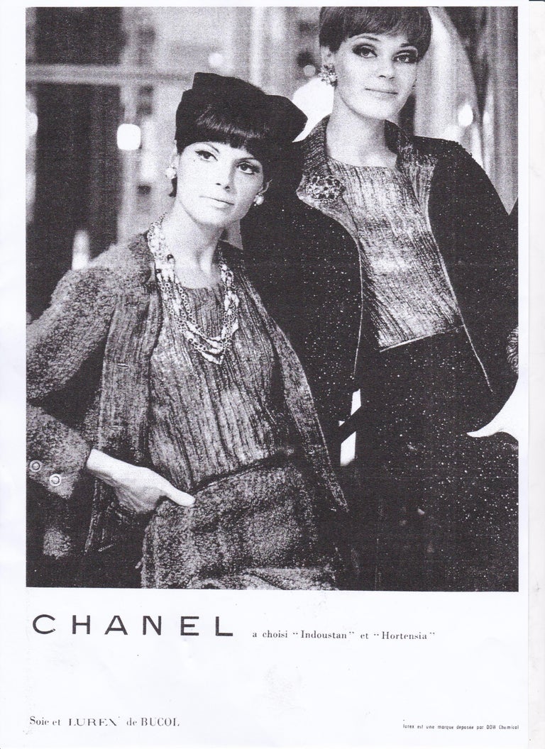 A Gabrielle Chanel Couture Woollen and golden lamé skirt suit Circa  1968-1970 For Sale at 1stDibs