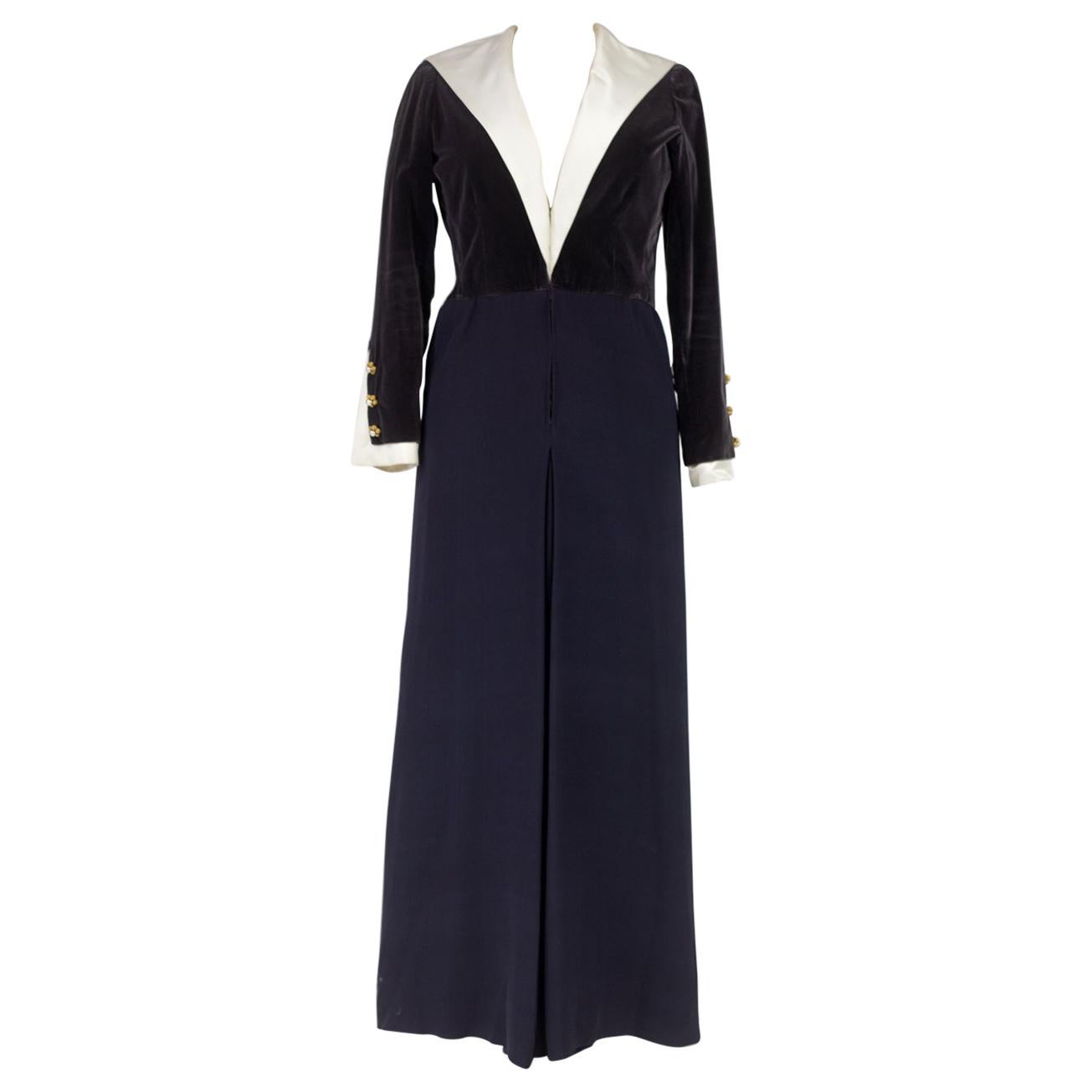 A Gabrielle Chanel Haute Couture Evening Navy Dress Numbered 42506 Circa 1955