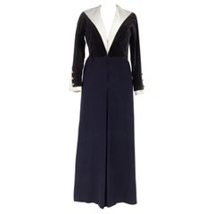 Vintage A Gabrielle Chanel Haute Couture Evening Navy Dress Numbered 42506 Circa 1955