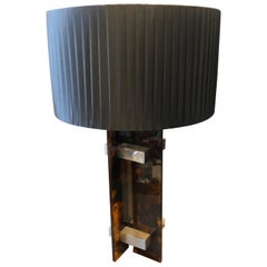 Gaetano Sciolari Mid-Century Modern Lucite and Steel Italian Table Lamp, 1970