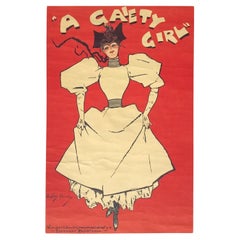 Affiche lithographique vintage Art Nouveau « A Gaiety Girl » de Dudley Hardy