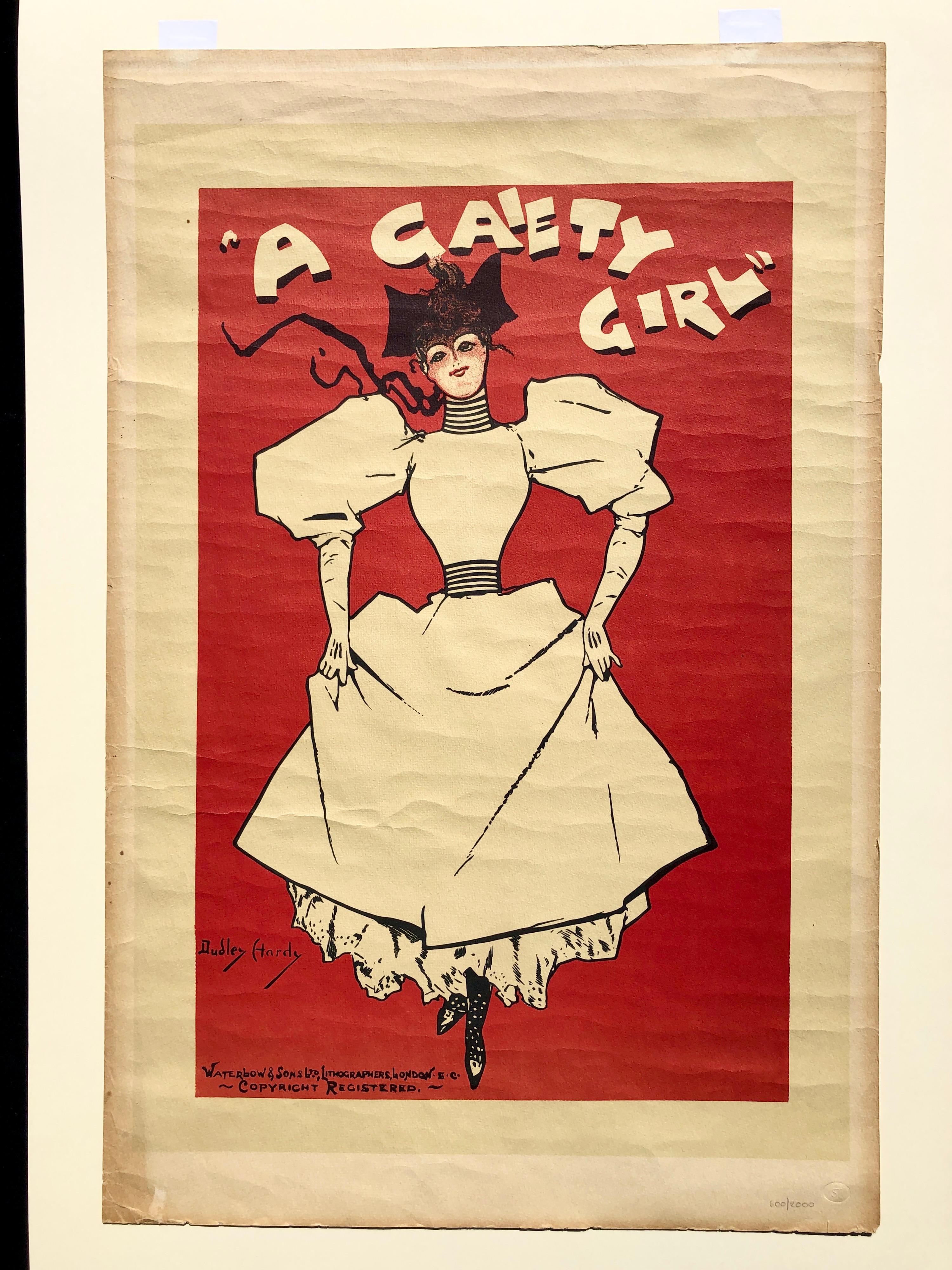Art nouveau Une jeune fille Gaiety de Dudley Hardy -  Vintage Art of Vintage Lithograph Poster en vente