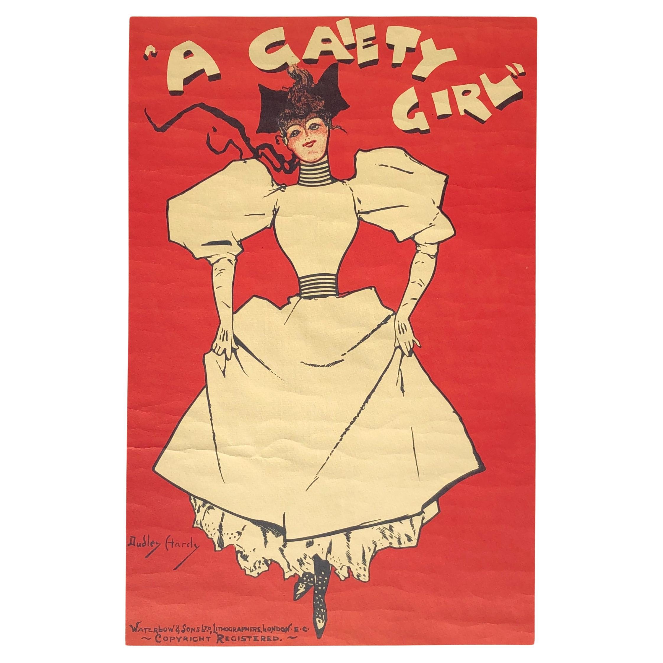 A Gaiety Girl by Dudley Hardy -  Vintage Art Nouveau Lithograph Poster For Sale