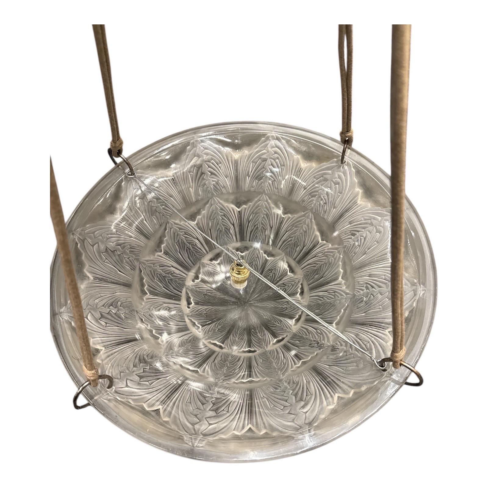 Gaillon, Art-Déco-Glas-Kronleuchter, Gaillon  von R. Lalique im Angebot 2