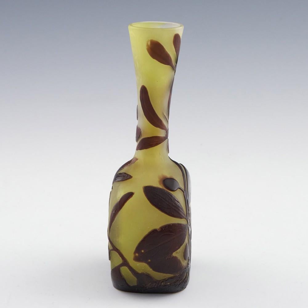 Art Nouveau A Galle Cameo Glass Banjo Vase, c1910 For Sale