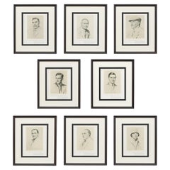 Antique Gallery of Golfers, Set of 8 Portraits of Famous Golfers