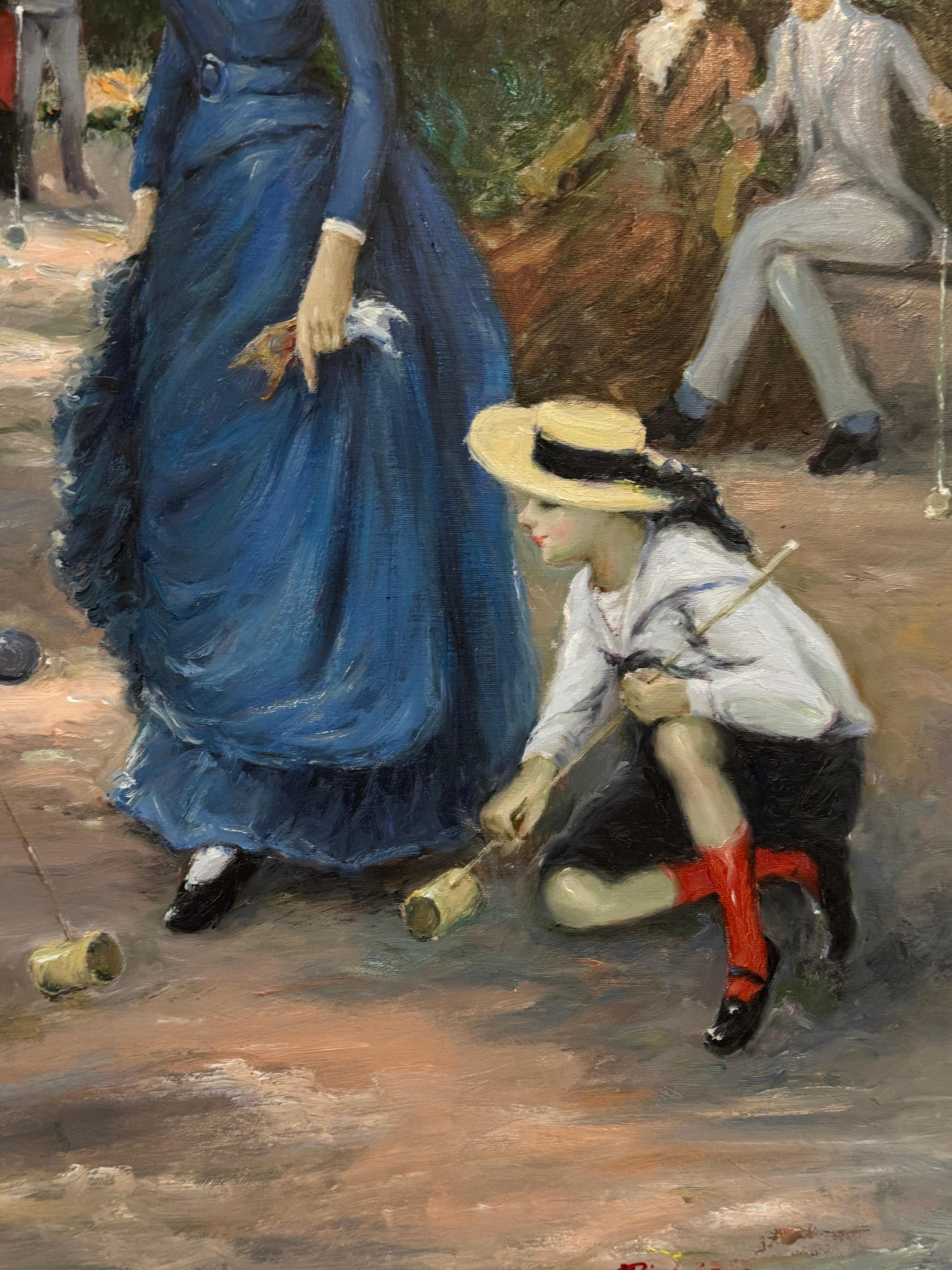 Painting after Francesco Miralles Galaupa 19th century painting game of Croquet 7
