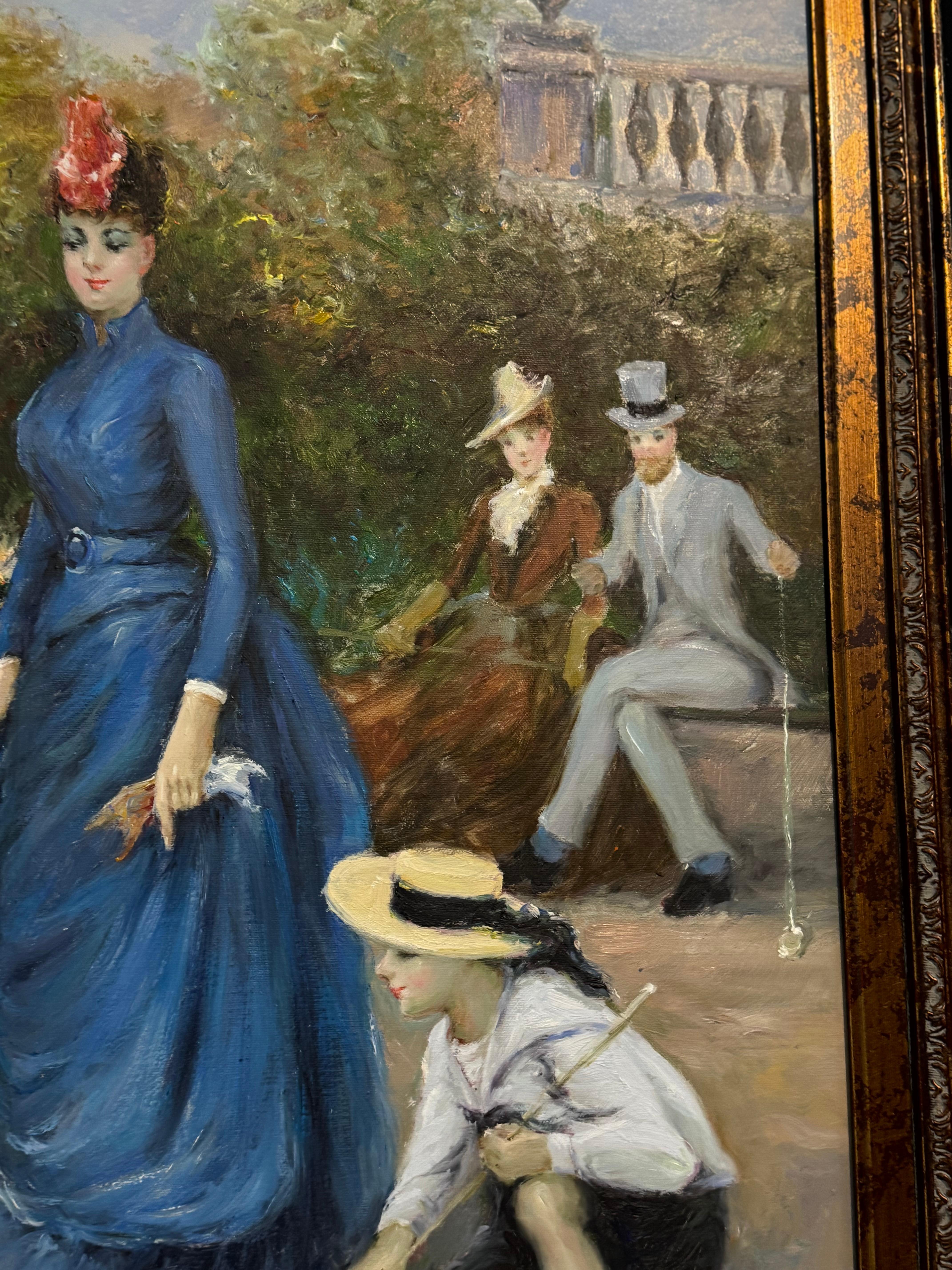 Painting after Francesco Miralles Galaupa 19th century painting game of Croquet 8