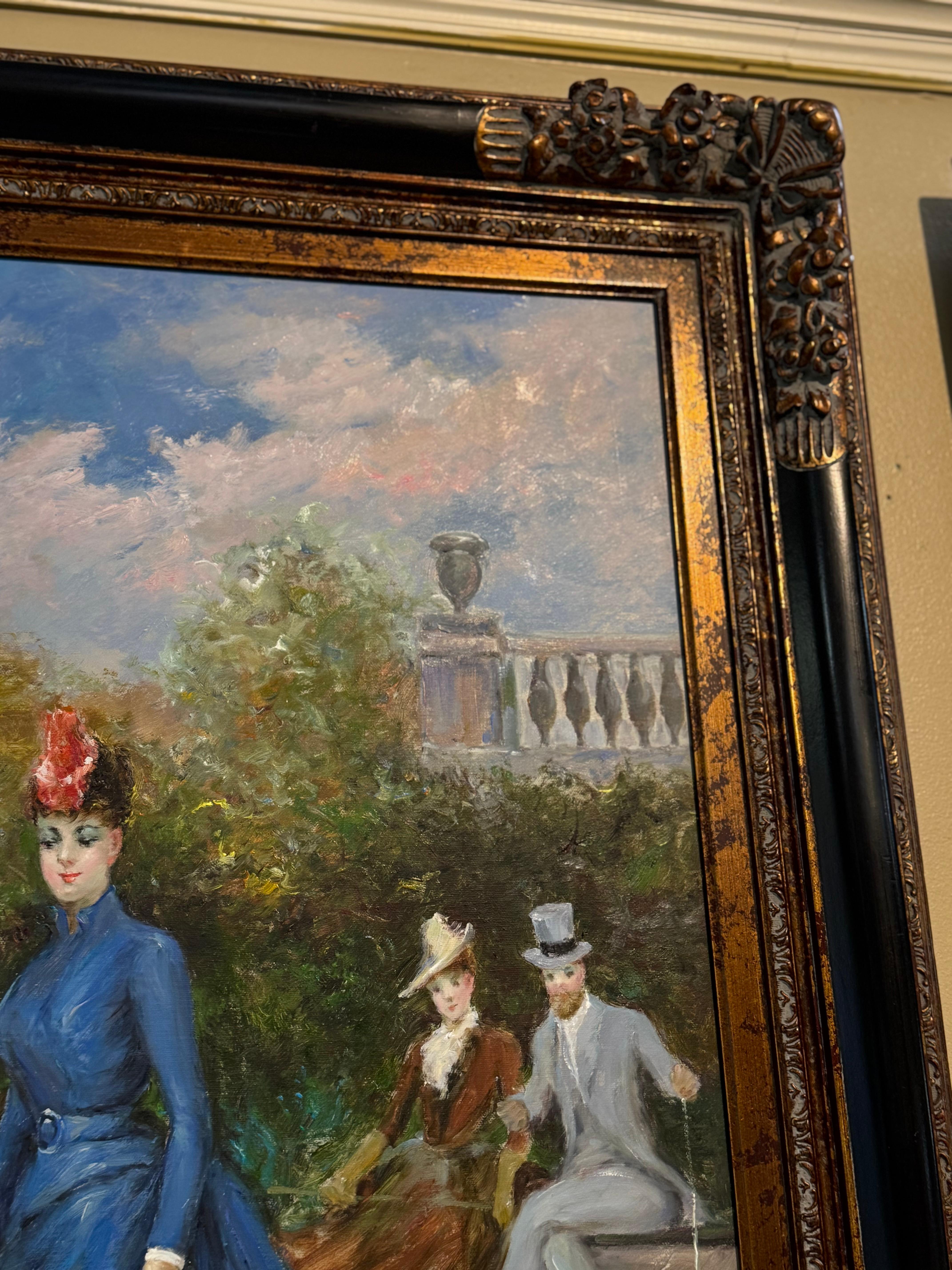 Canvas Painting after Francesco Miralles Galaupa 19th century painting game of Croquet
