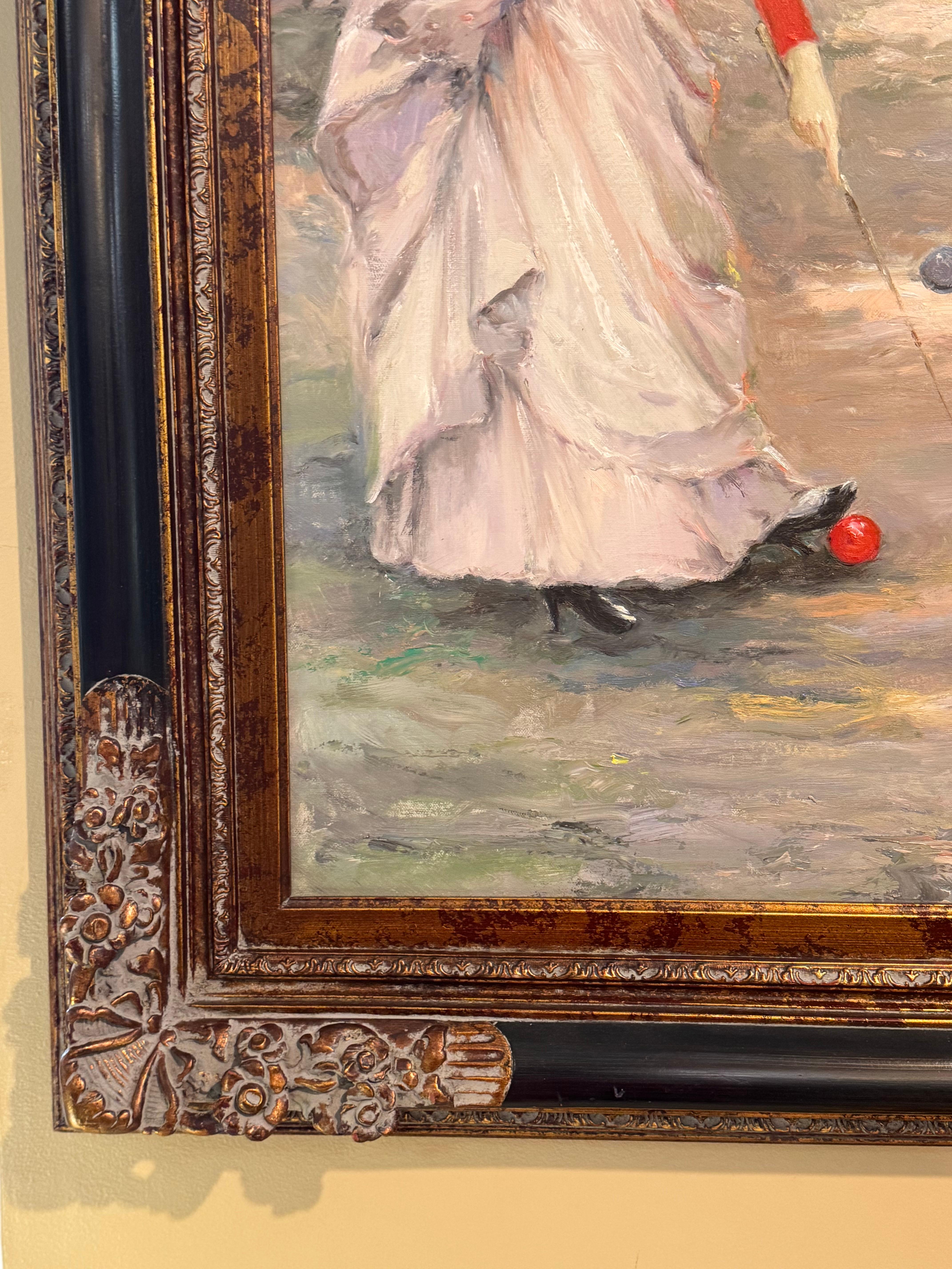 Painting after Francesco Miralles Galaupa 19th century painting game of Croquet 2
