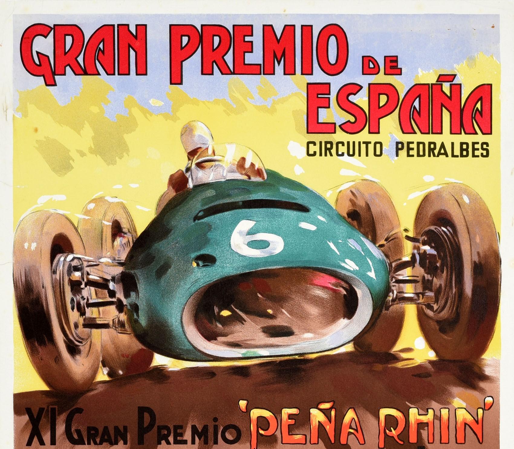 Original-Vintage-Poster, Gran Premio De Espana, Spanien, Grand Prix, Formel Einsrennen (Beige), Print, von A. Garcia