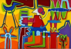 "Un jardin fait par moi" Grande peinture expressionniste abstraite Acrylique sur toile