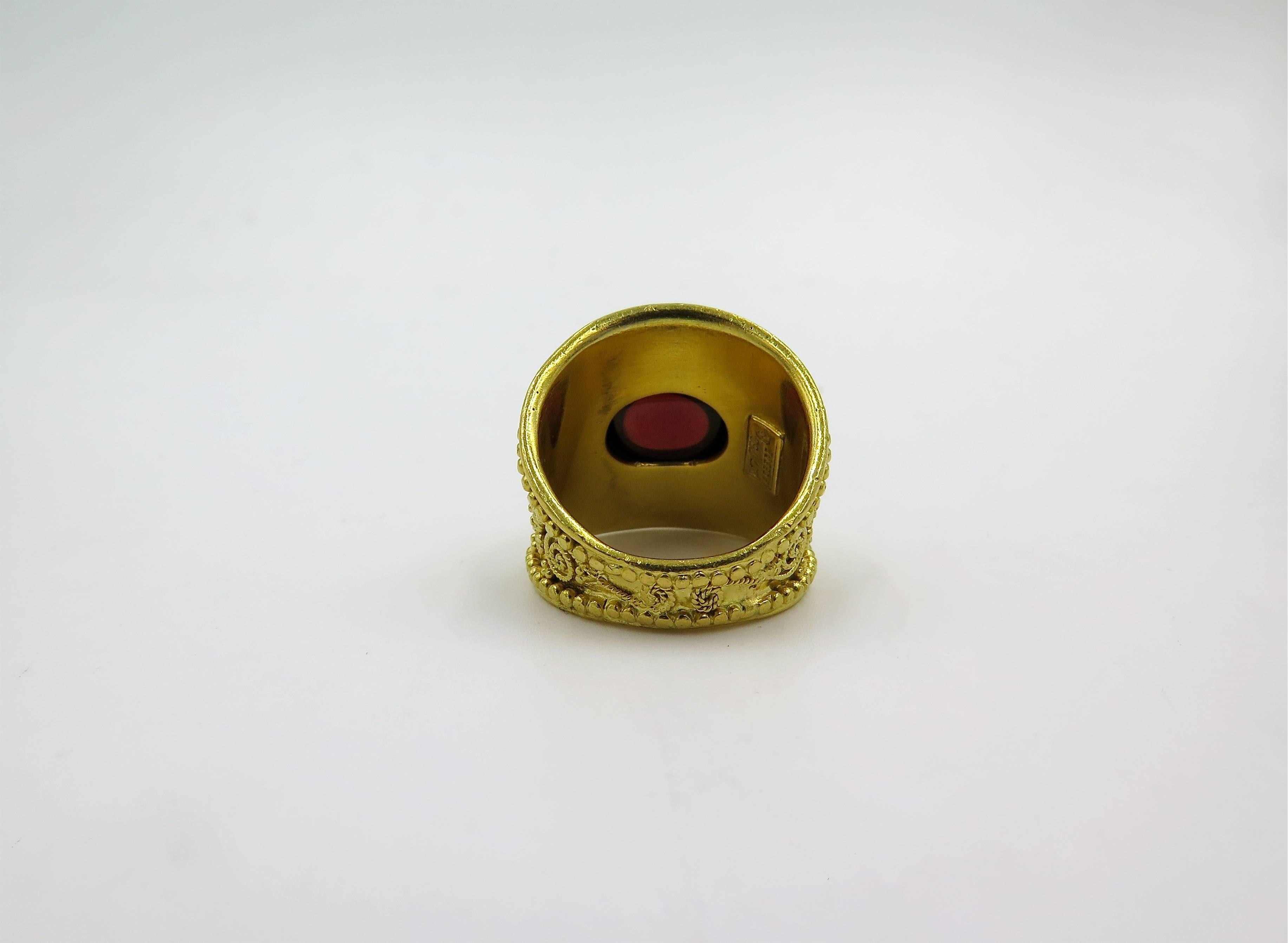 Lalaounis Garnet Gold Ring In Excellent Condition In New York, NY