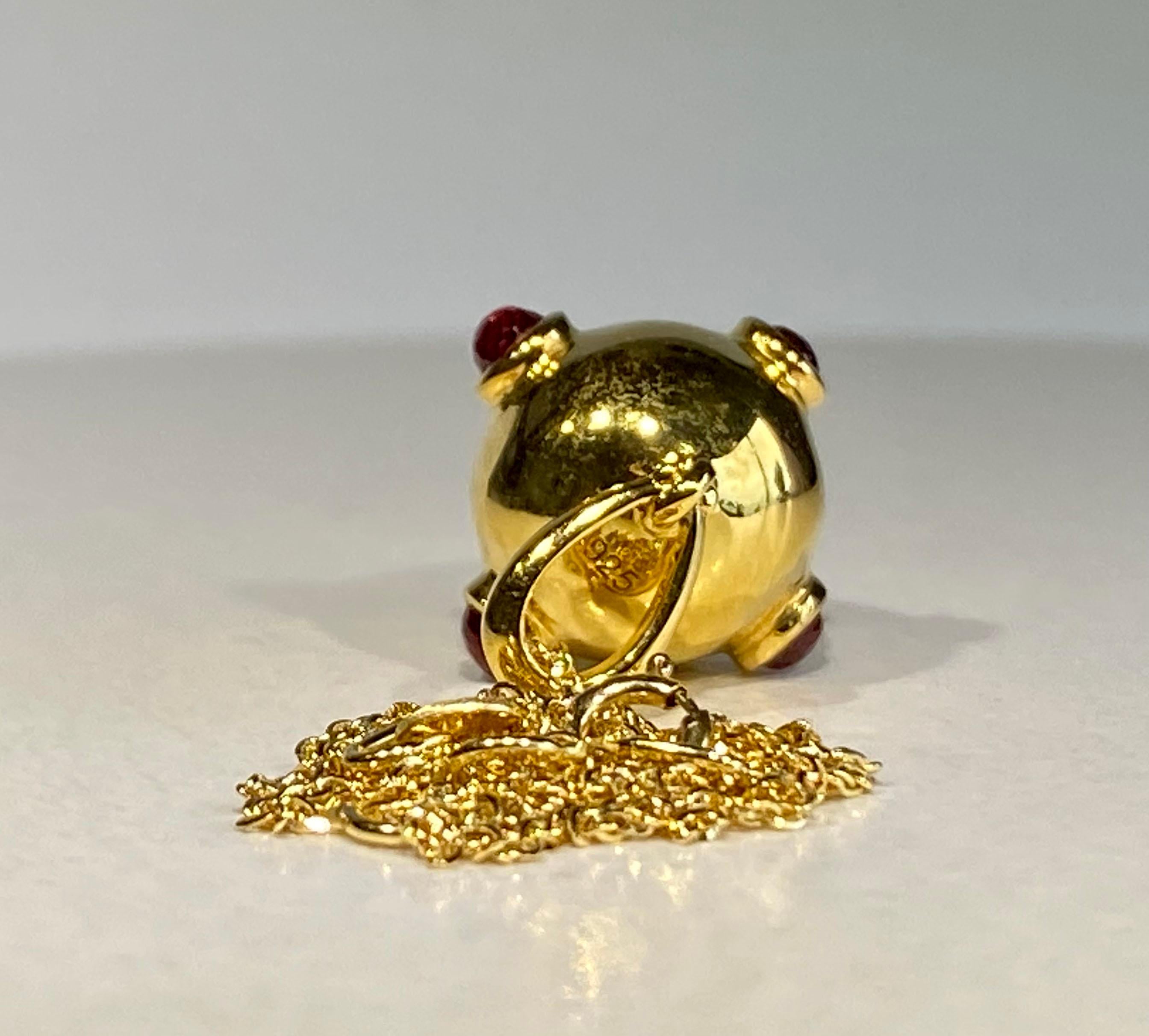 A Garnet, Sapphire & Diamond Gold Plated Silver Pendant For Sale 11
