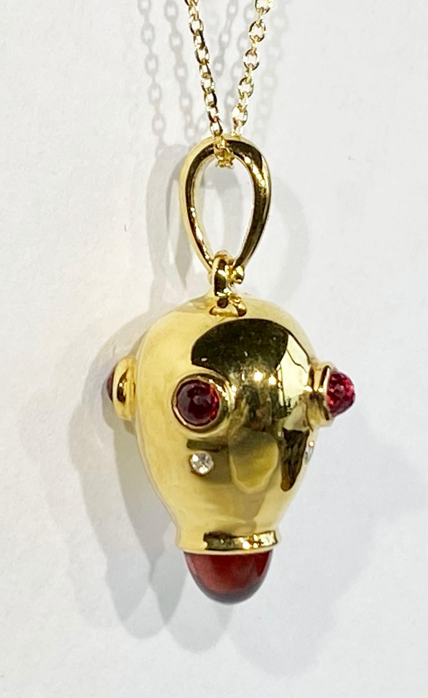 A Garnet, Sapphire & Diamond Gold Plated Silver Pendant In New Condition For Sale In Seattle, WA