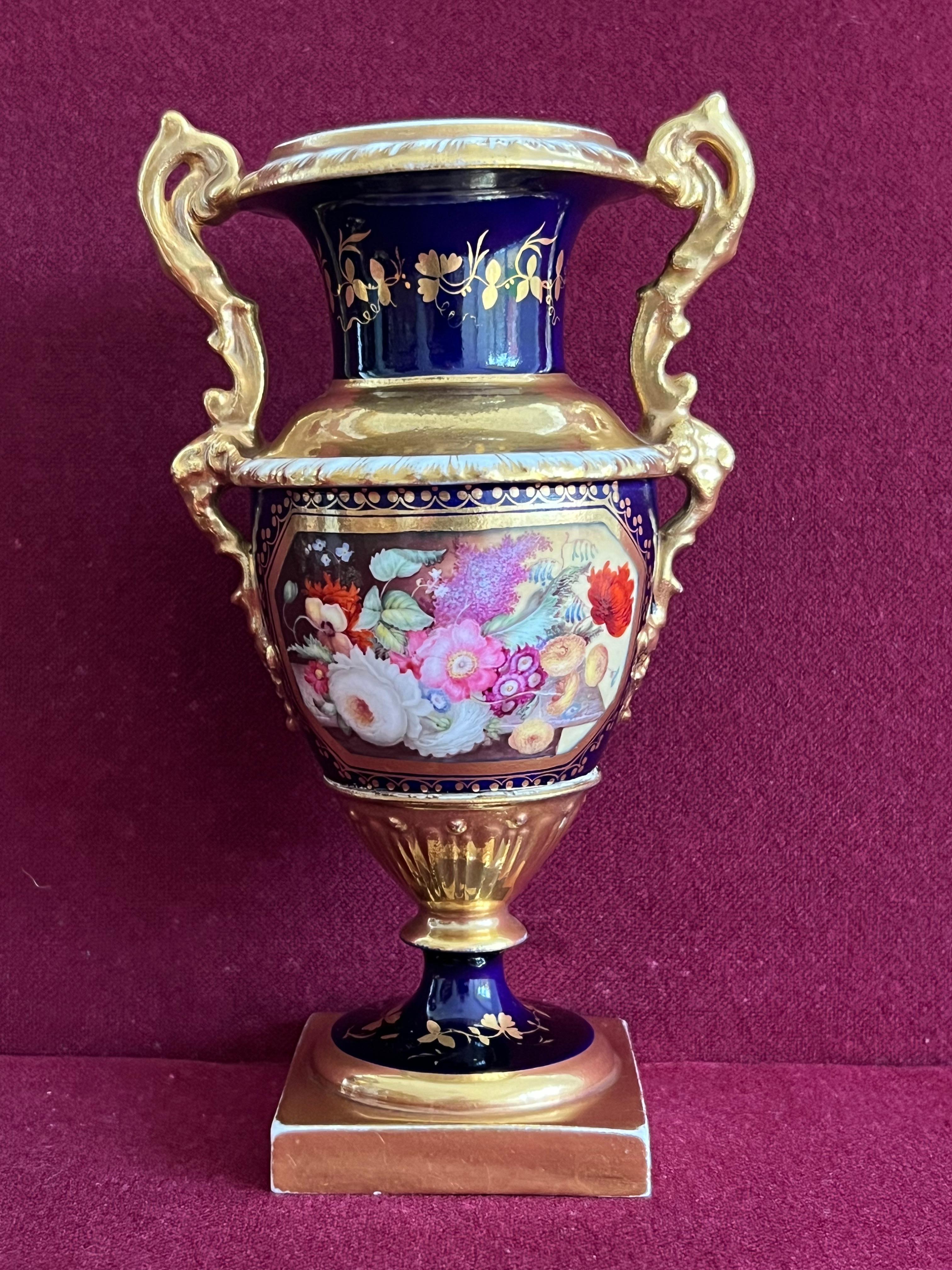 British A Garniture of Minton Porcelain Vases decorated by Thomas Steel c.1830 For Sale