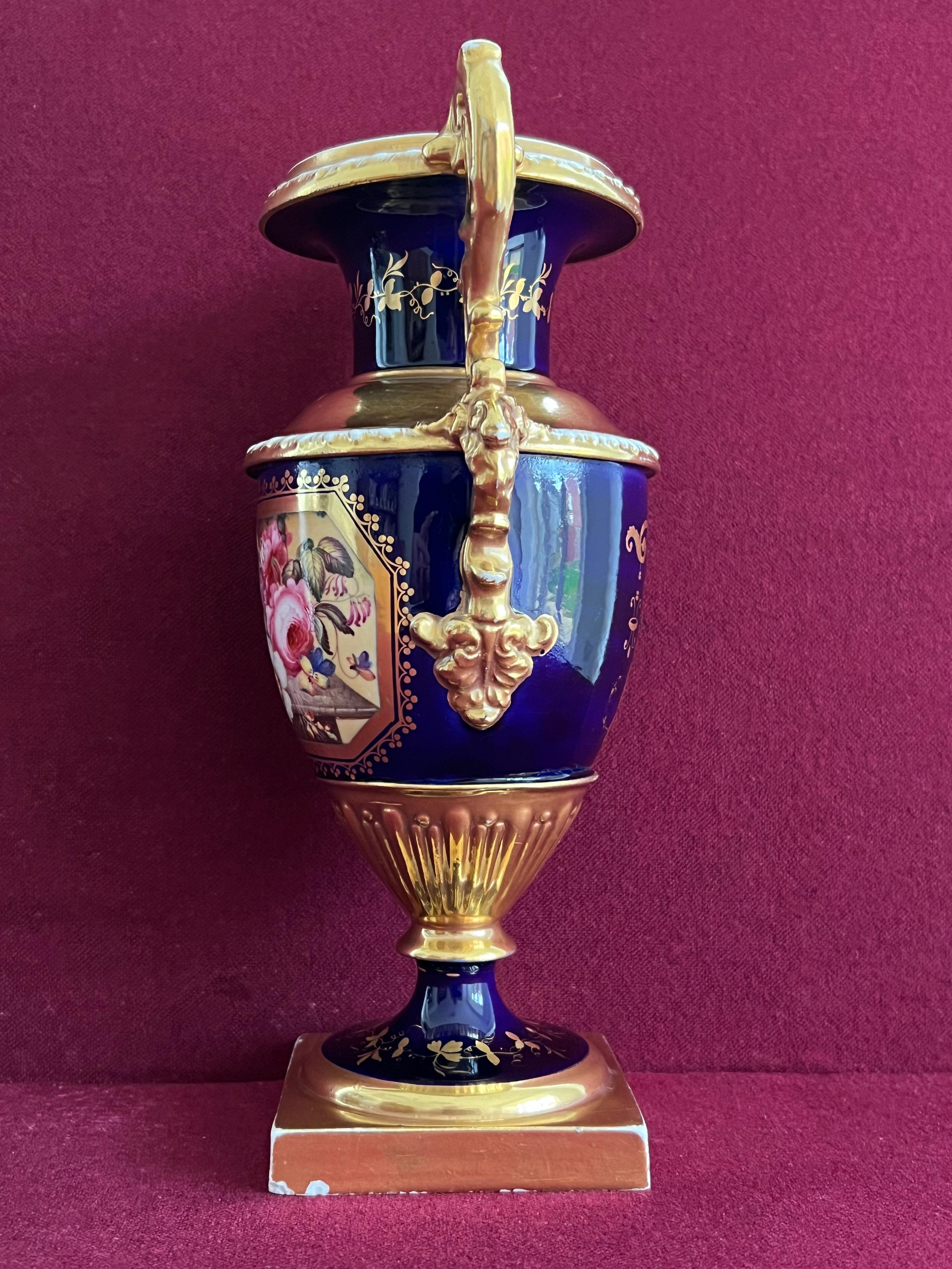 19th Century A Garniture of Minton Porcelain Vases decorated by Thomas Steel c.1830 For Sale