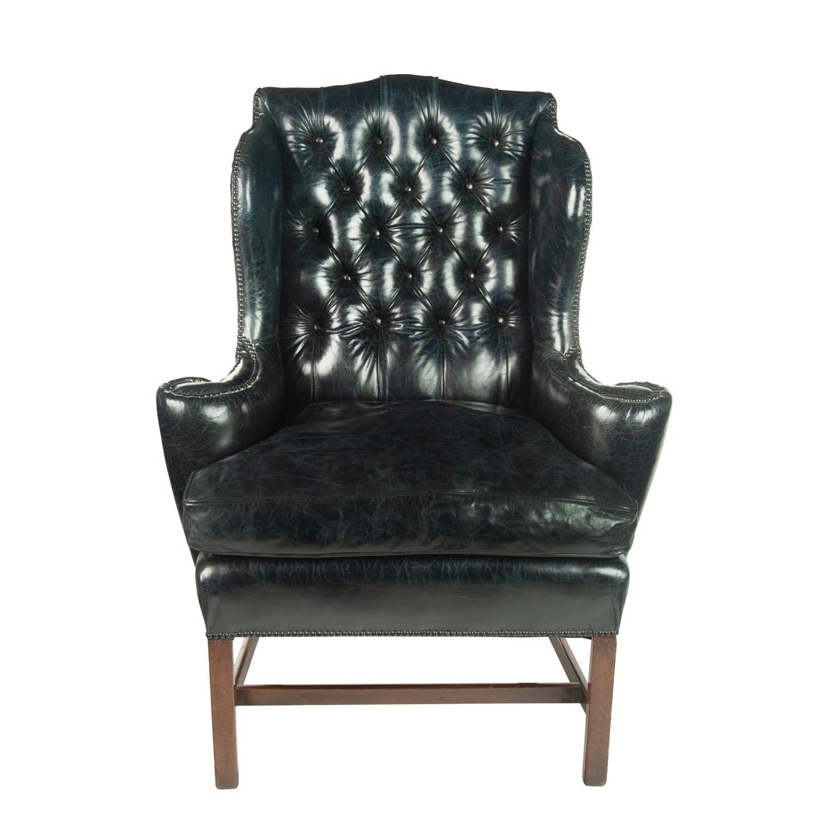 English Generous George III Wing Arm Chair For Sale