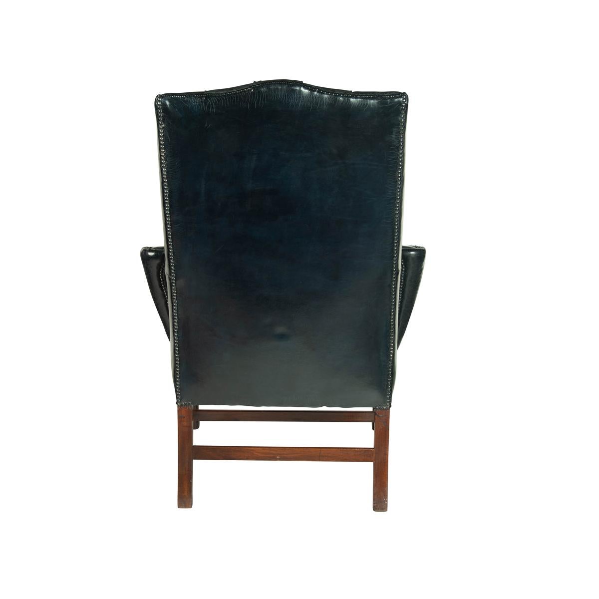Leather Generous George III Wing Arm Chair For Sale
