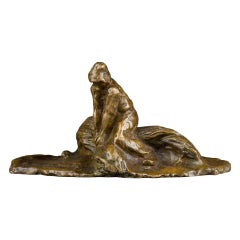 A. Gennarelli : "faggot-maker" : patinated bronze sculpture of a farmer C.1910