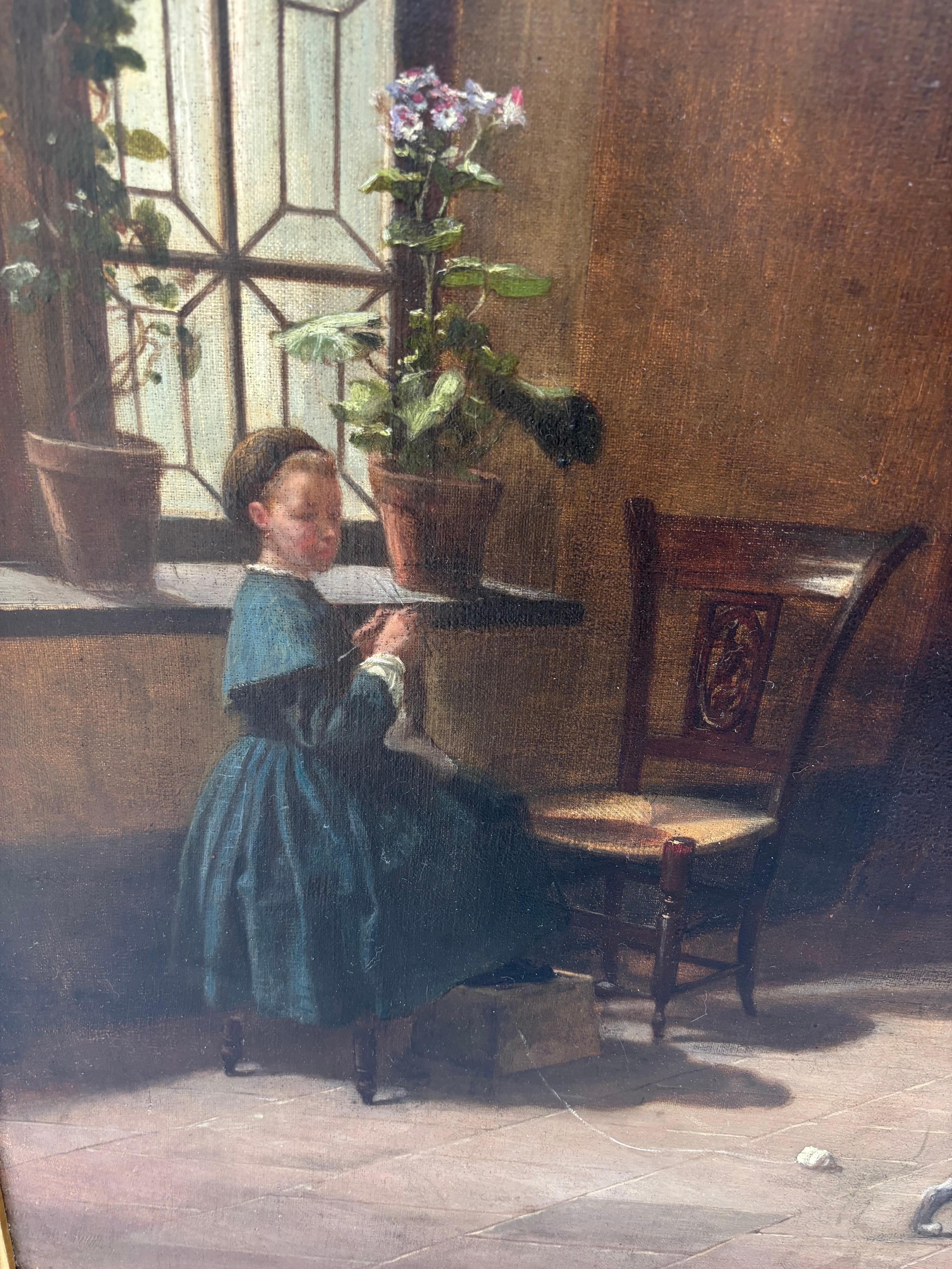 Un óleo de estilo Genre de una escena interior de Paul Emile Faivre fechado en 1864 en venta 3