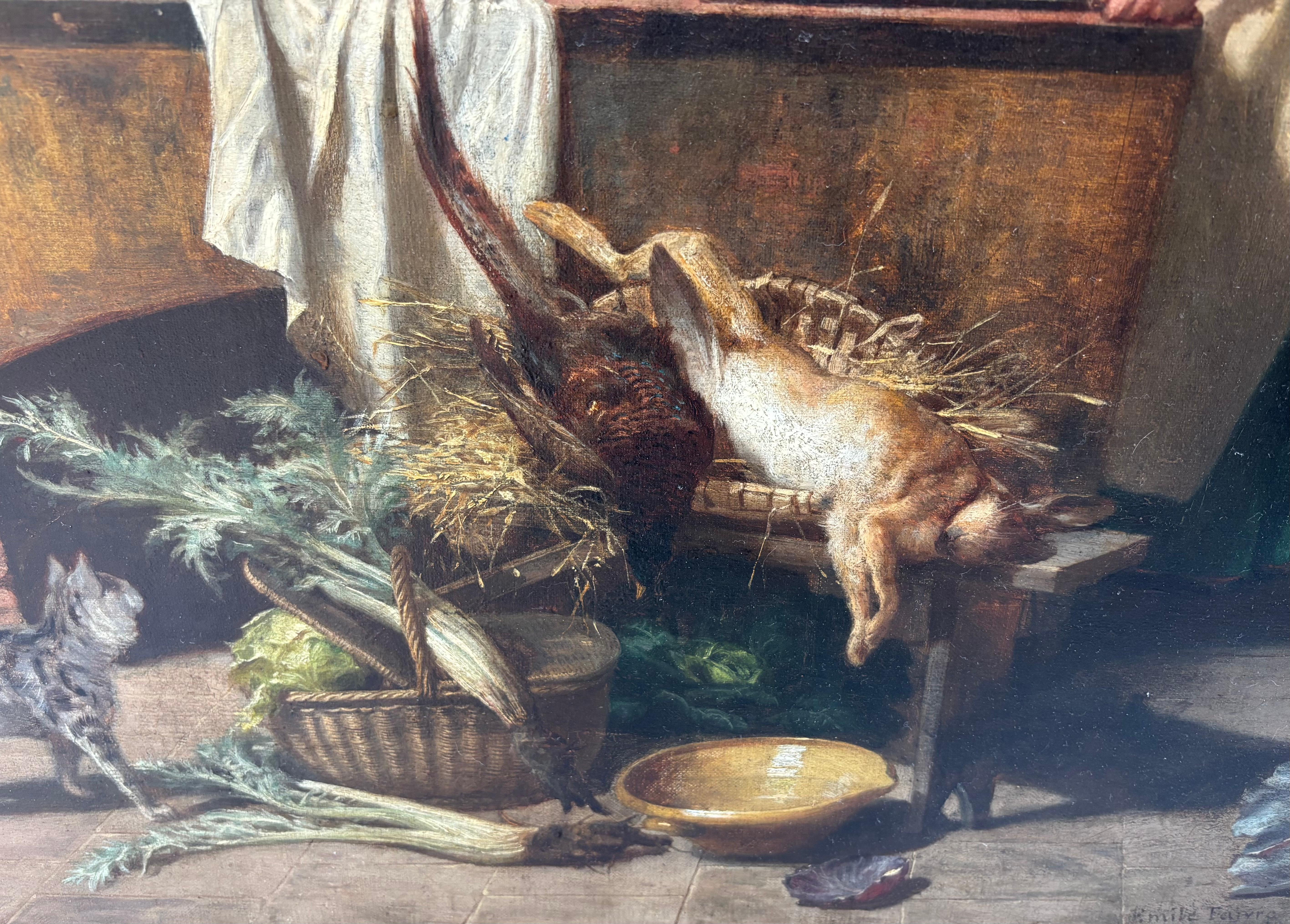 Un óleo de estilo Genre de una escena interior de Paul Emile Faivre fechado en 1864 en venta 5