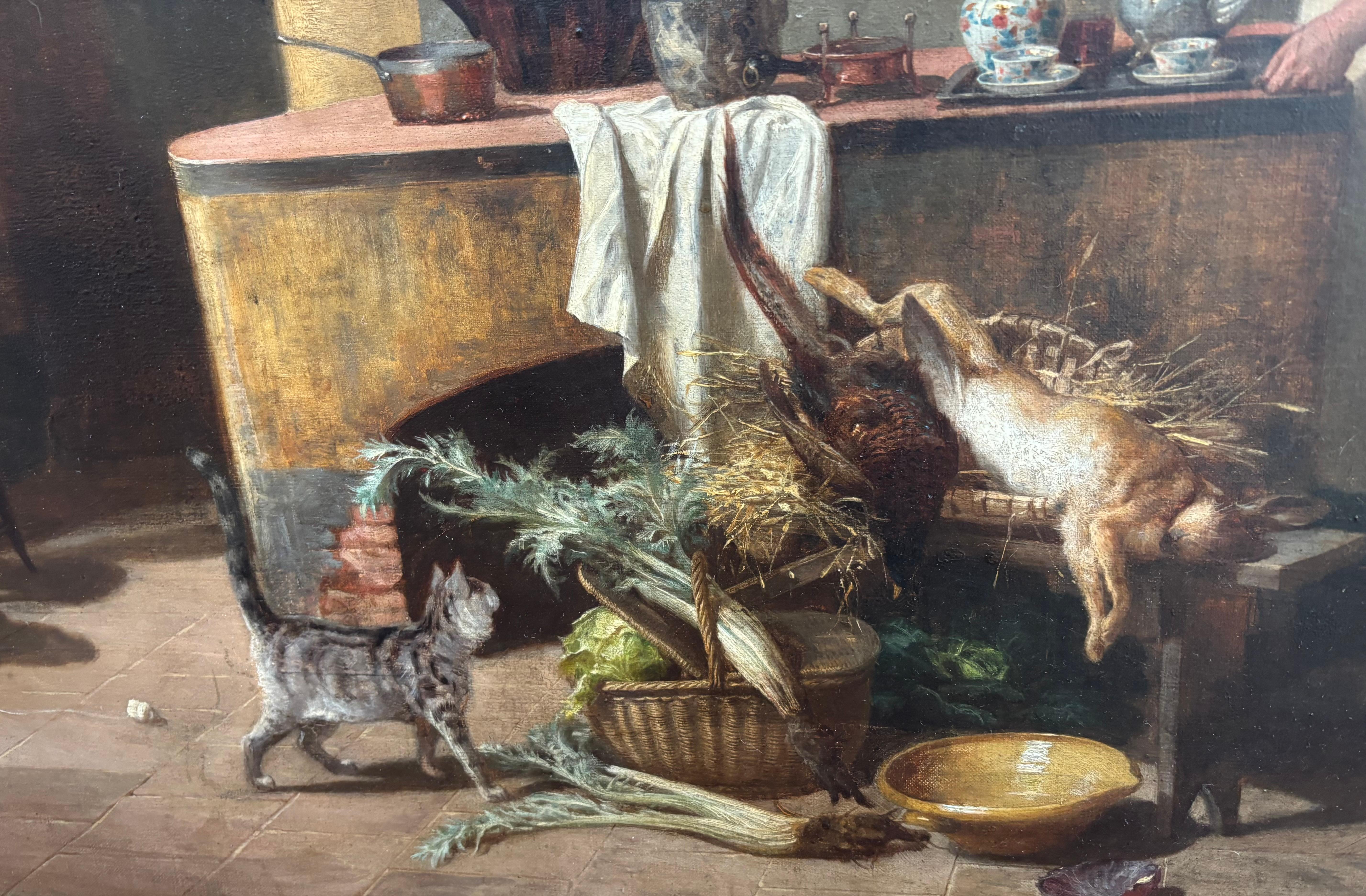 Un óleo de estilo Genre de una escena interior de Paul Emile Faivre fechado en 1864 en venta 7