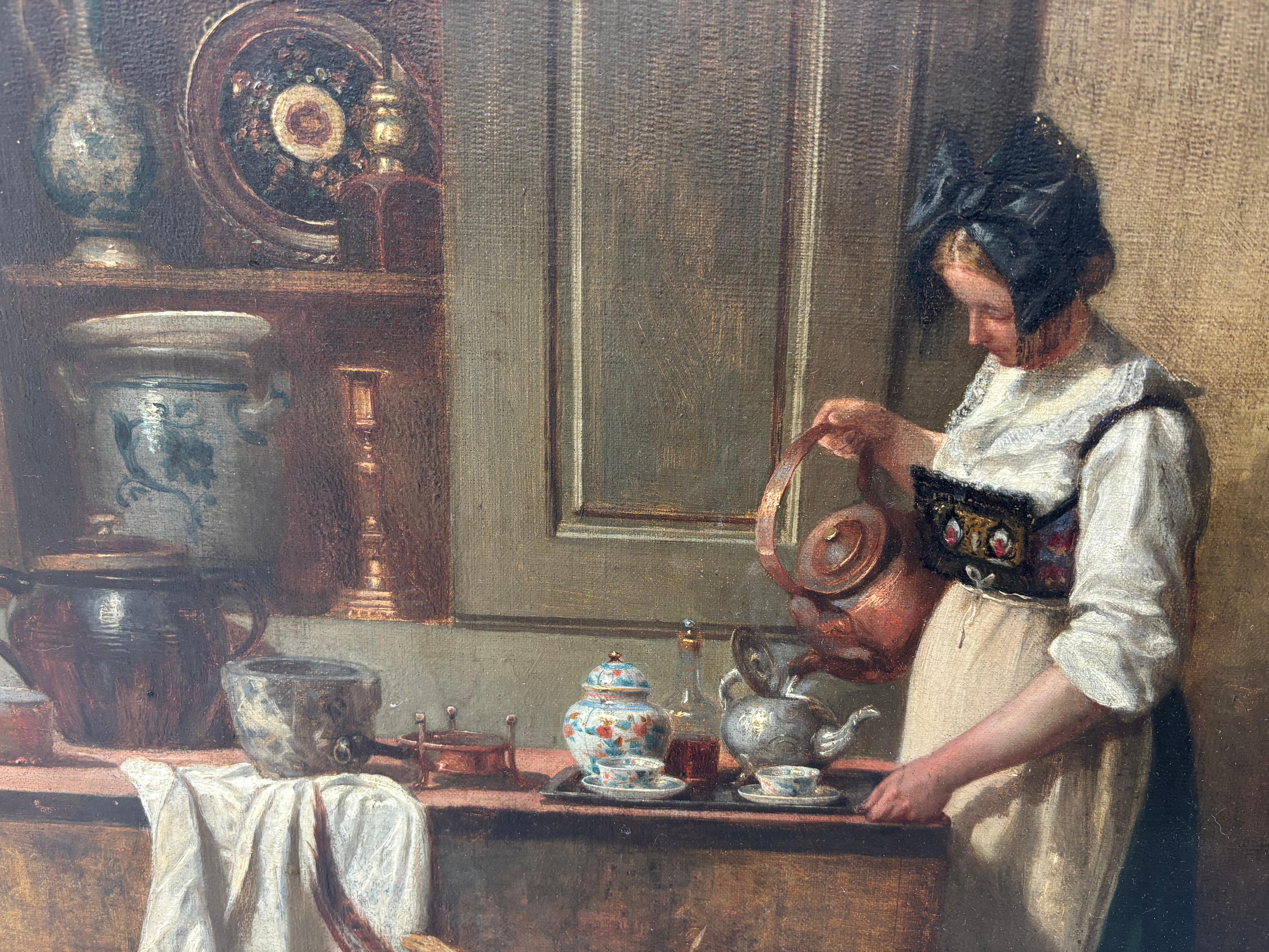 Un óleo de estilo Genre de una escena interior de Paul Emile Faivre fechado en 1864 en Bueno estado para la venta en Vancouver, British Columbia