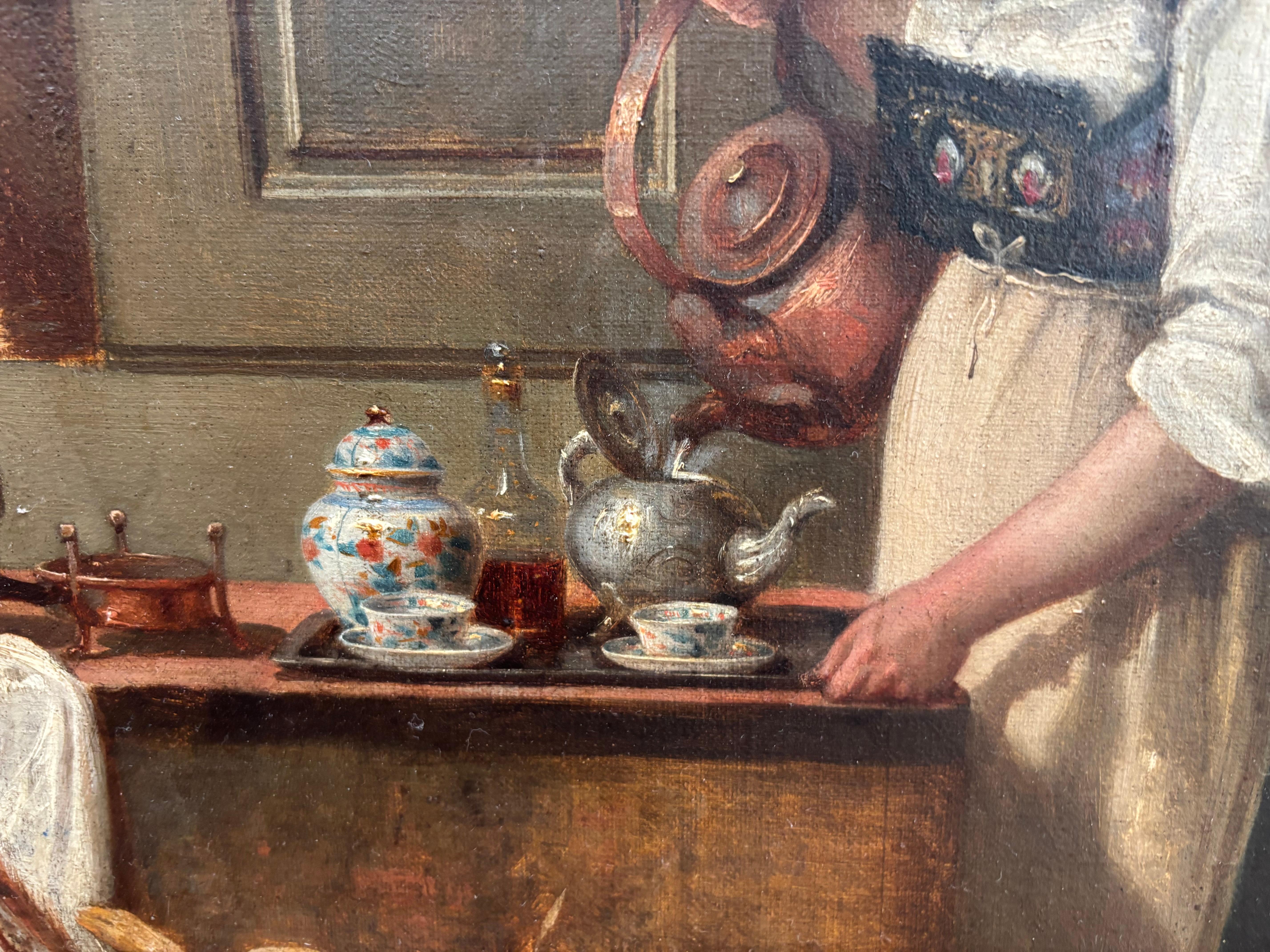 Un óleo de estilo Genre de una escena interior de Paul Emile Faivre fechado en 1864 en venta 1
