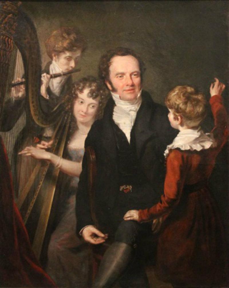 Gentleman mit seinen drei Kindern des englischen Künstlers John Opie aus dem 18. Jahrhundert (George III.) im Angebot