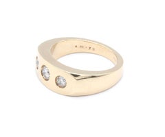 Gentlemans Heavy 9 Kt Yellow Gold and Three Diamond Signet Ring by Hatton