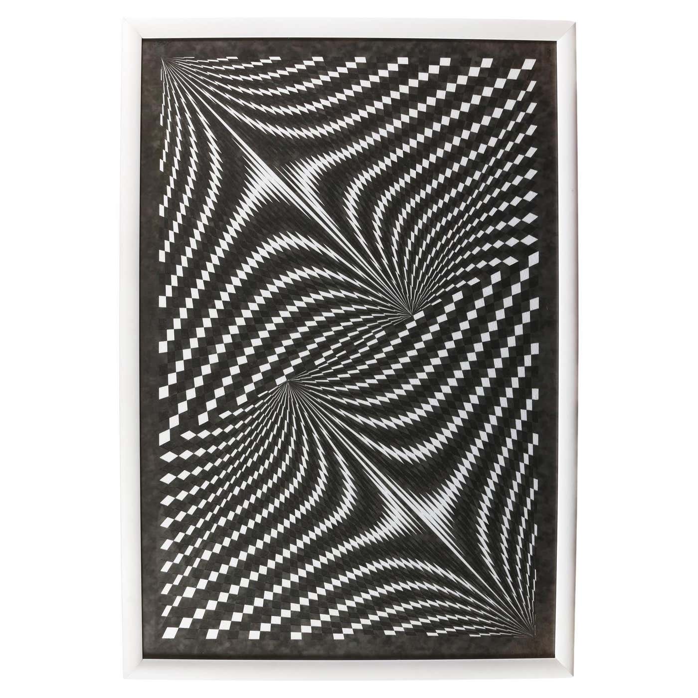 Artist Azlo A Geometric Collage by Hungarian Artist Laszlo Molnar For Sale at 1stDibs