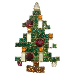 A geometric coloured paste 'Christmas Tree' brooch, Weiss, USA, 1950s