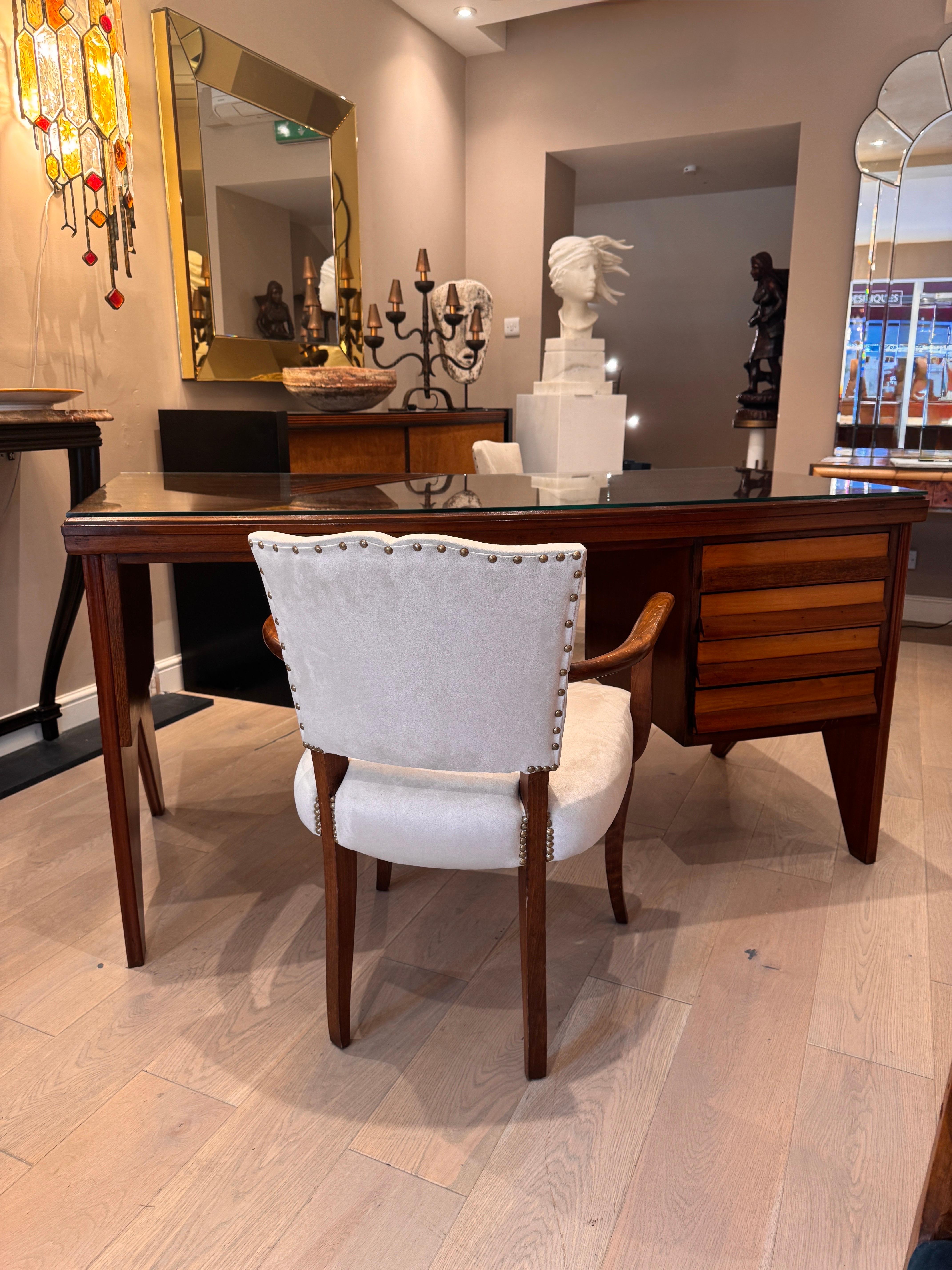 Glass A geometric design four drawers writing desk attributed to Silvio Cavatorta For Sale