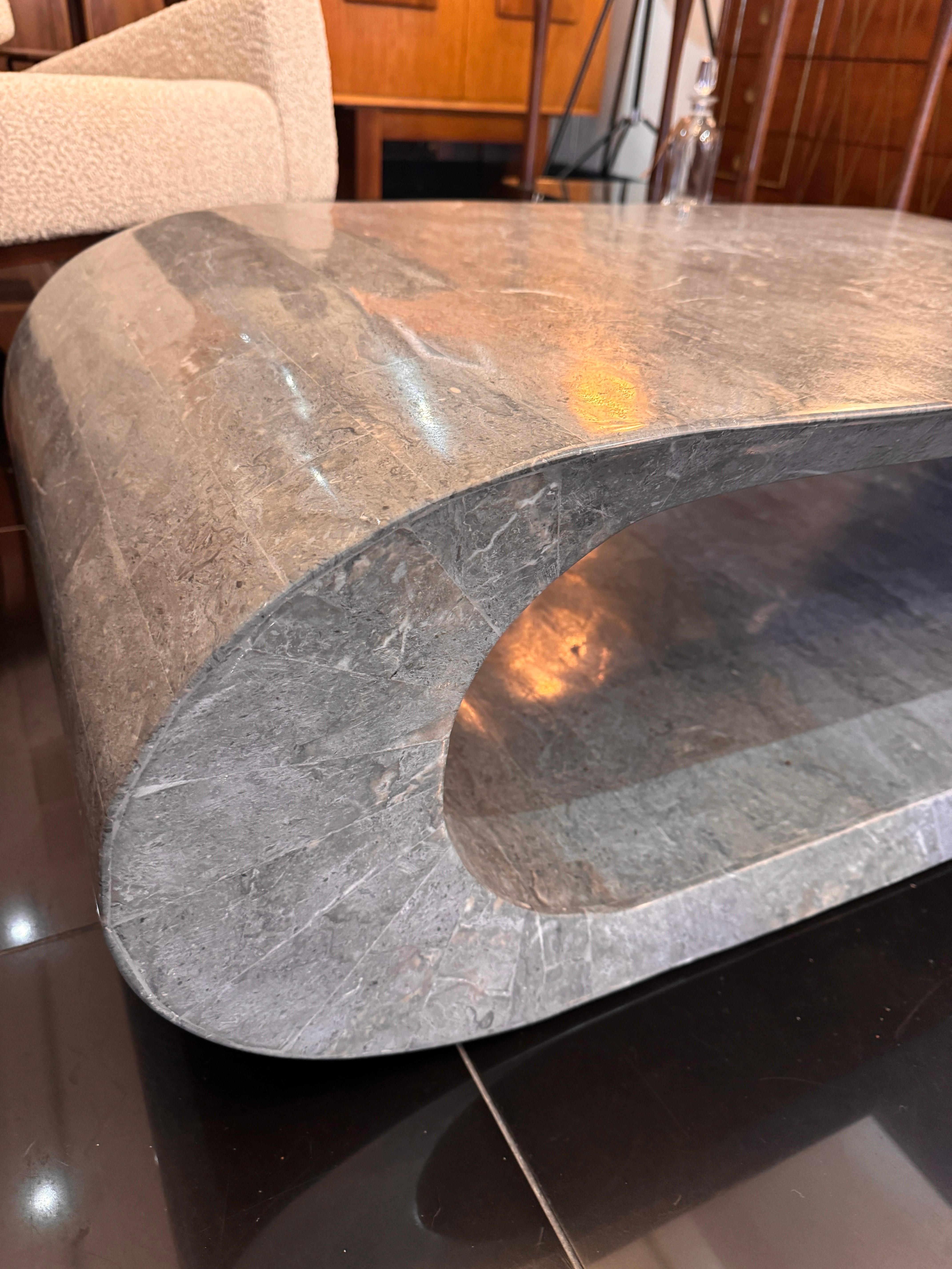 Late 20th Century A geometric design tessellated grey marble coffee table For Sale