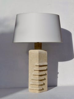 A geometric limestone lamp - France - 1970s