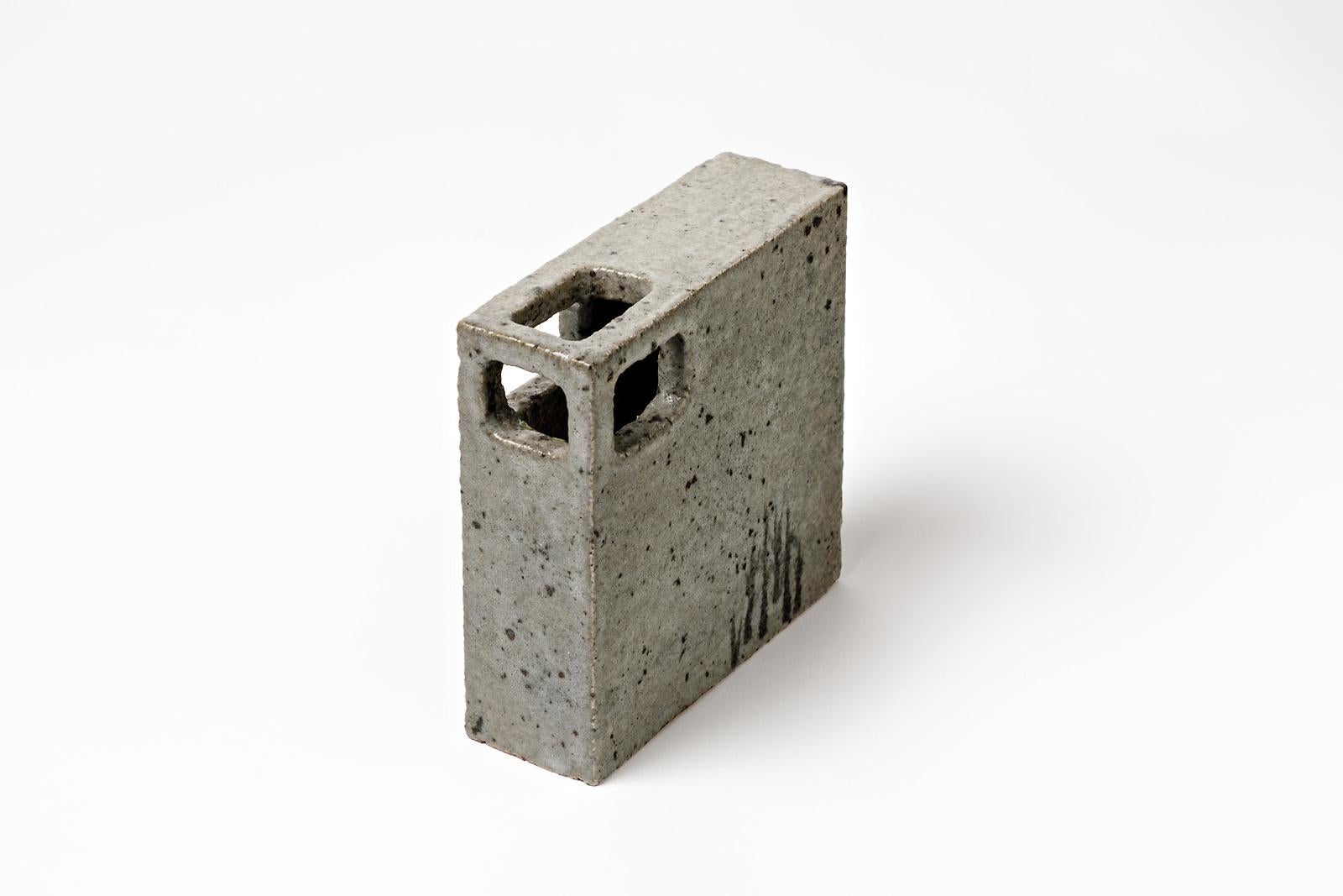 XX secolo Vaso geometrico in ceramica di Pierre Devie, Francia, 1970 circa in vendita