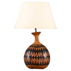 A Geometrically Painted Kenyan Calabash Gourd as a Lamp