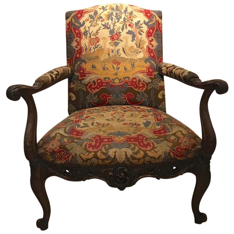 George I / George II Tapestry Gainsborough Style Chair, 1725-1735