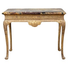 A George I Gesso Table with Breche de Vendome Marble Top