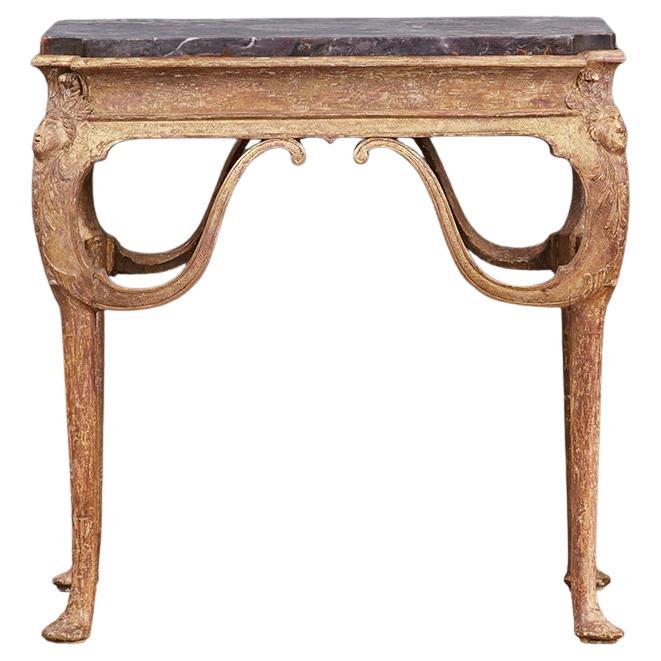 A George I Gilt Centre Table, with Fleur de Peche Marble Top For Sale