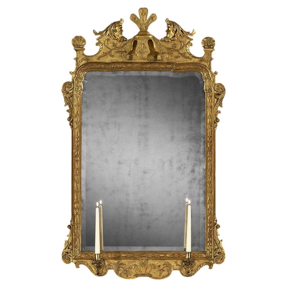 George I Period Carved Gilt Gesso Mirror, English, 1720, Ornate Design