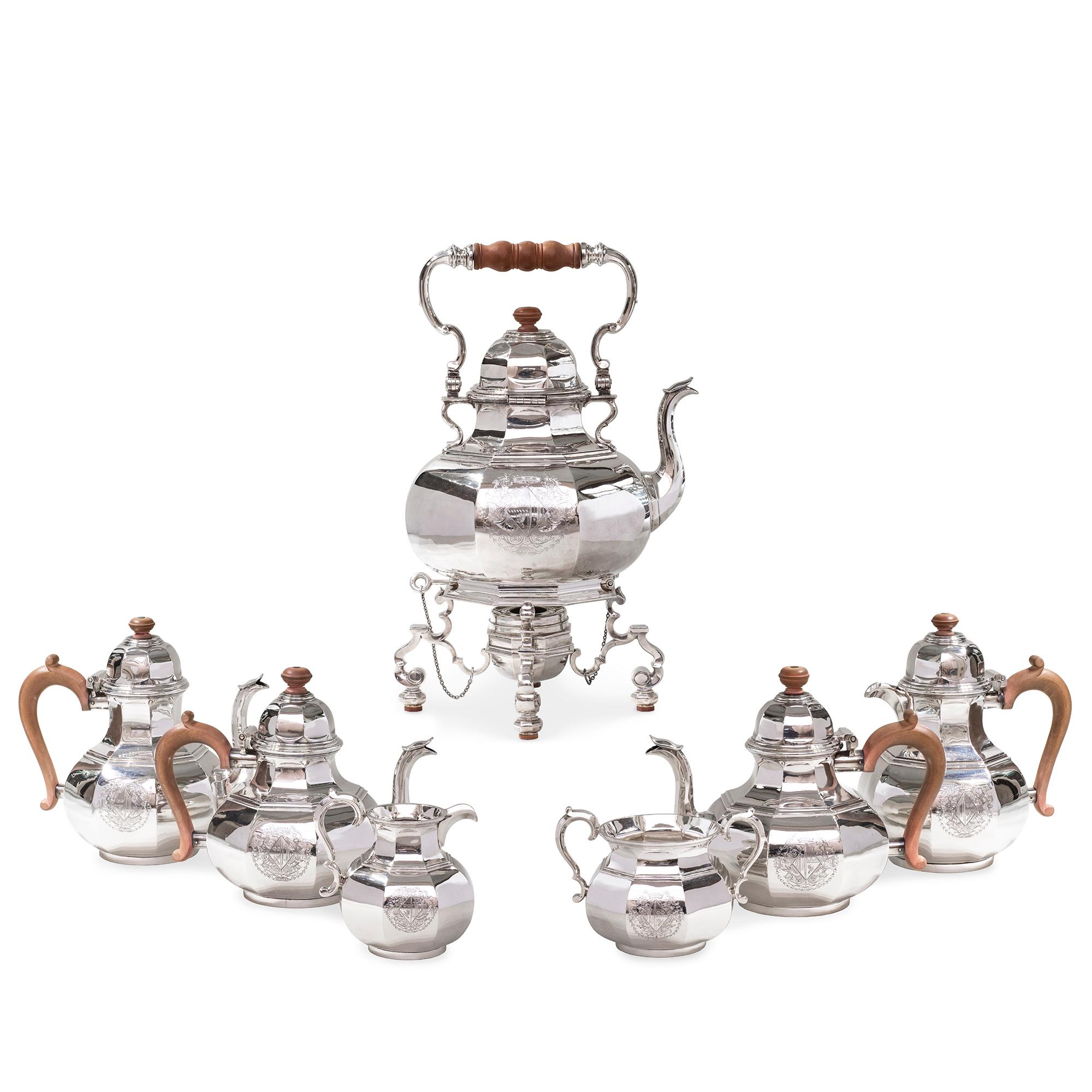 George I Silver Seven Piece Tea and Coffee Set In Good Condition In London, GB